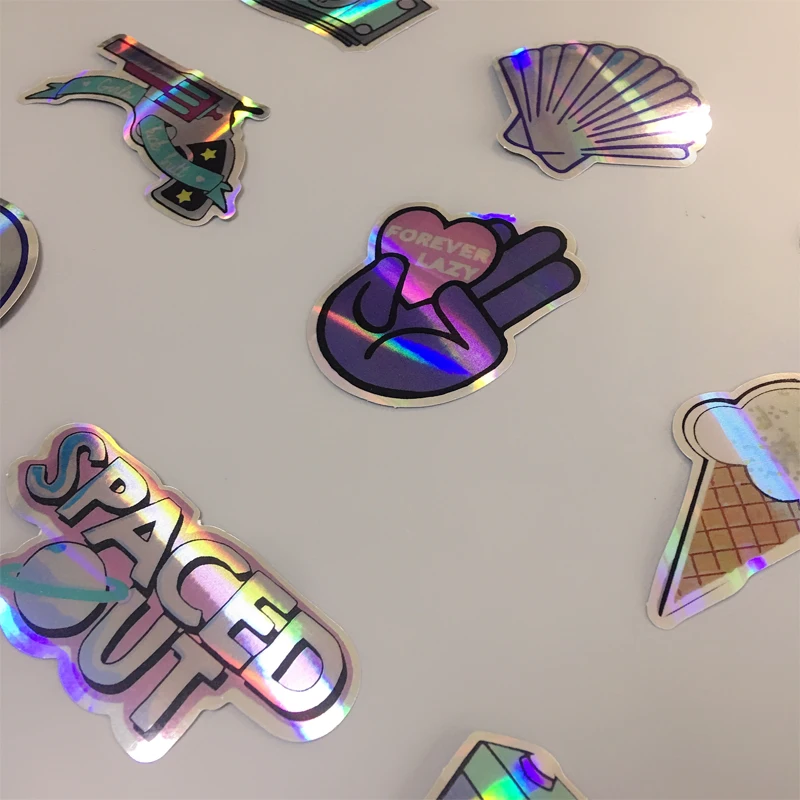 Cool Laser Star Stickers For Motorcycle Notebook Trolley Die Cut Holographic Vinyl Sticker
