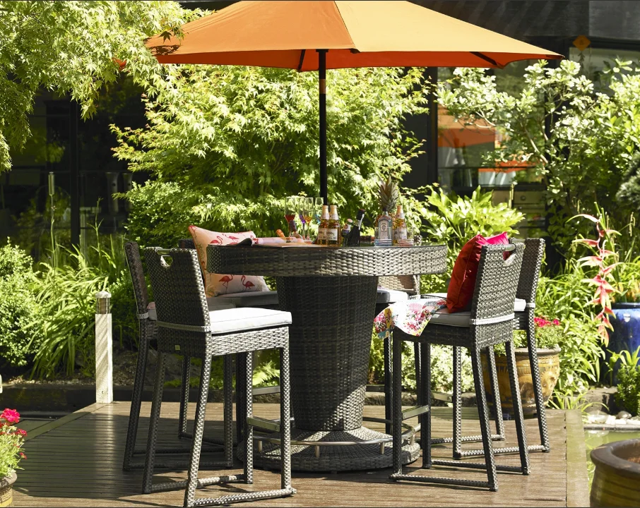 Green all weather cheap wicker outdoor modern bar furniture