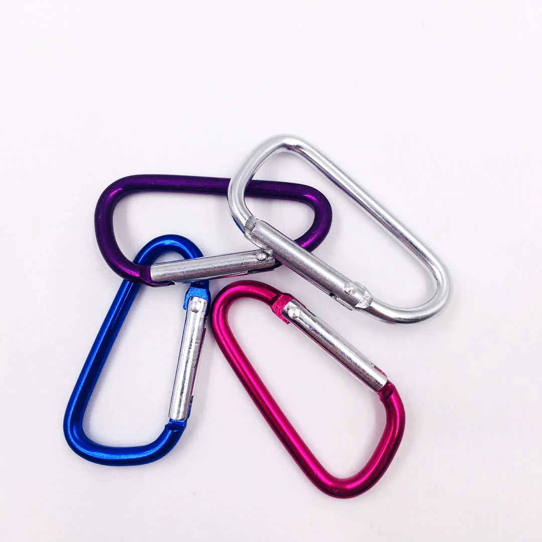 80mm carabiner personalized anodized aluminum D ring key chain custom carabiner