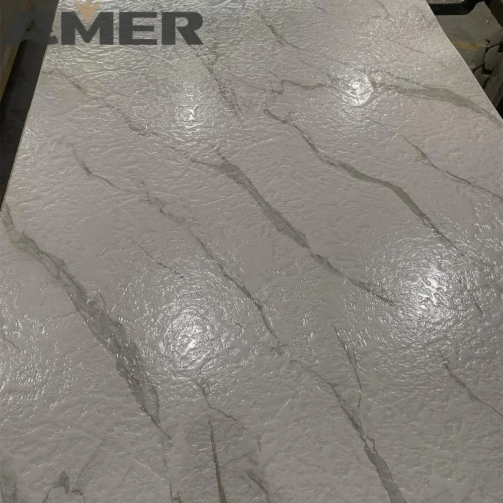 Amer Factory wholesale 2023 Design Plastic Interior Decorative Flute Interior Wall Panels Boards UV marble PVC wall panels sheet