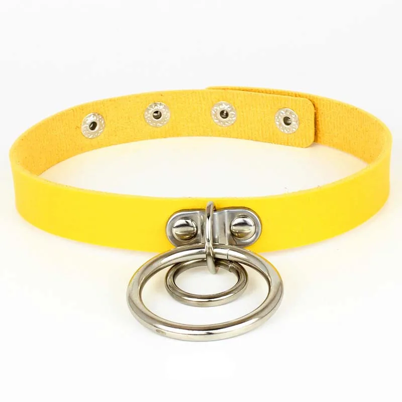 Ожерелье-чокер из искусственной кожи с двойным уплотнительным кольцом и заклепками в готическом стиле панк-рок