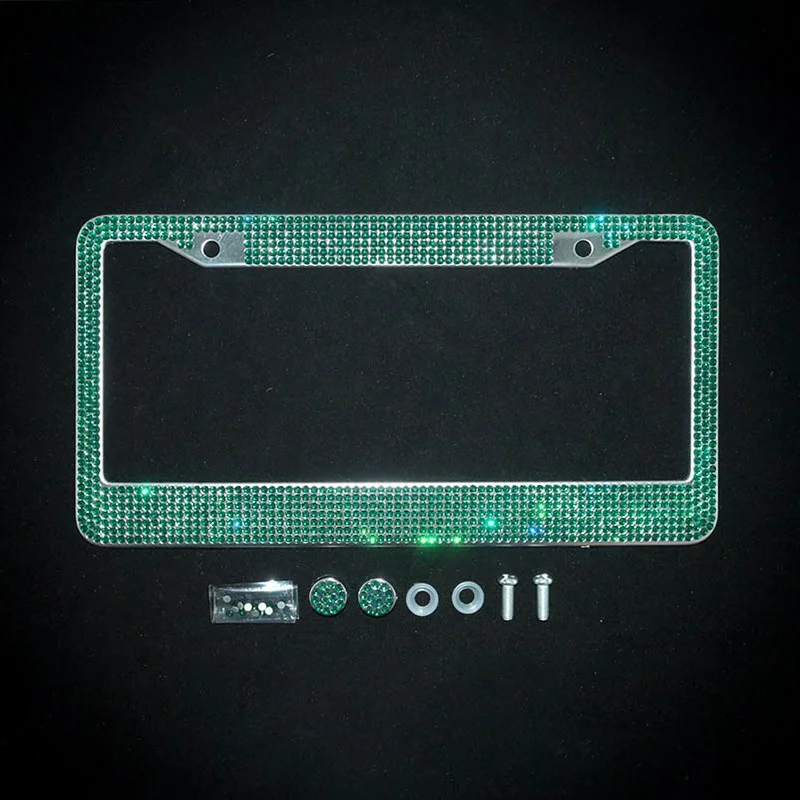 JDMotorsport88 2pcs Car Custom Bling License Plate Frames Covers Holder Protector for USA Car