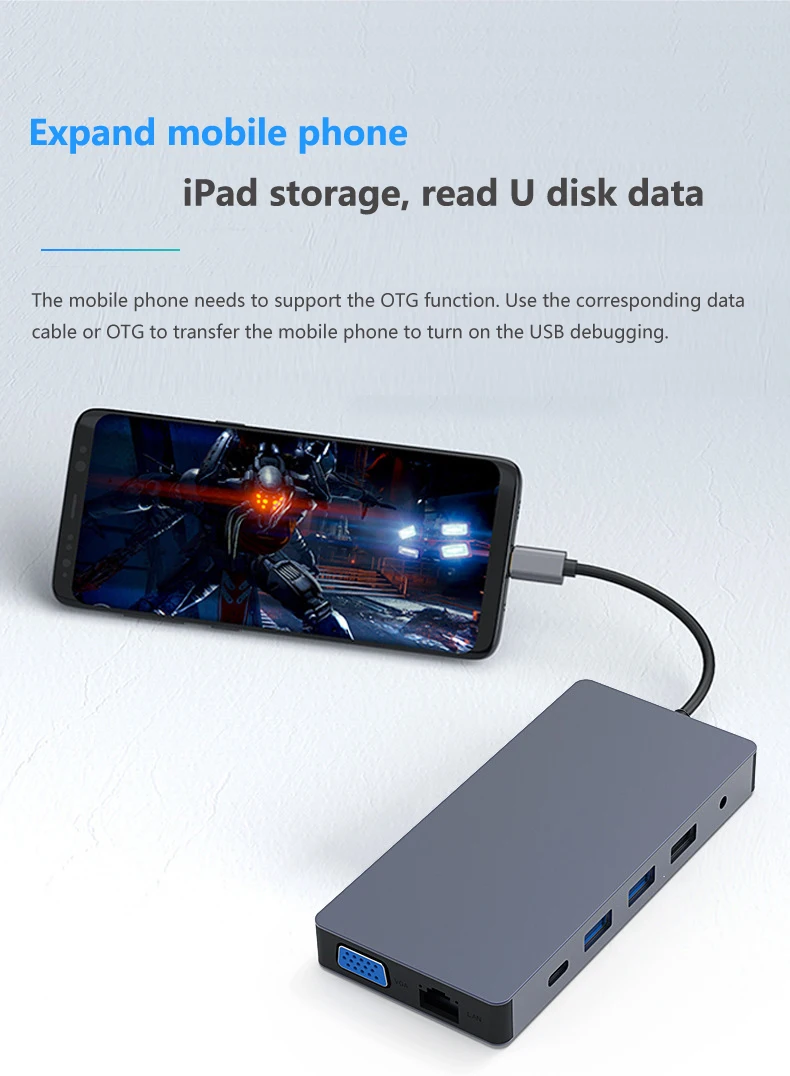 Лидер продаж USB-концентратор оптовая продажа высокоскоростная алюминиевая док-станция USB 3 0 с 12 портами типа C адаптер для