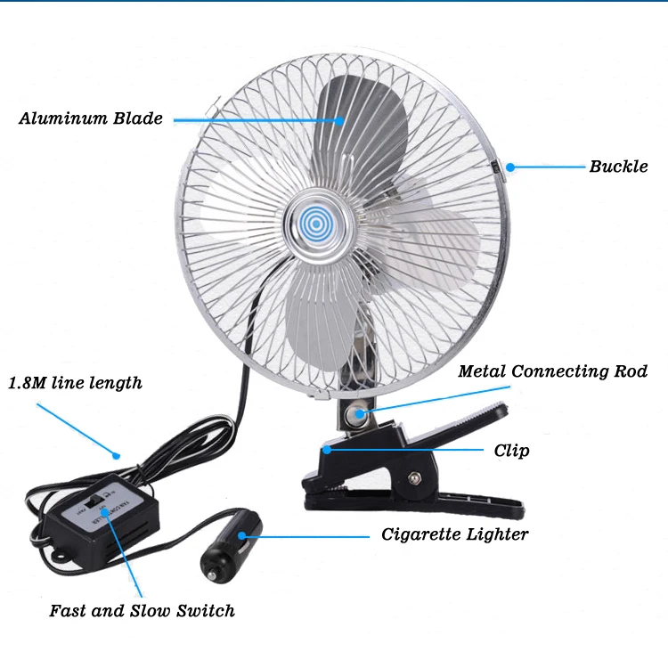 DC 12v/8 inch   metal  cooling car fan