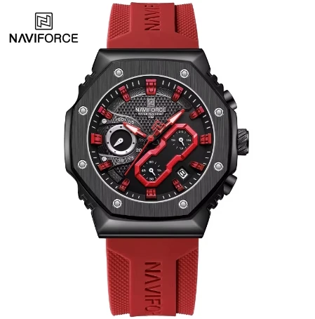 NAVIFORCE 8035G New Product Funky Ready Made Clock Custom Logo Ready Stock Waterproof Sports Man Quartz Watches Silicone Strap