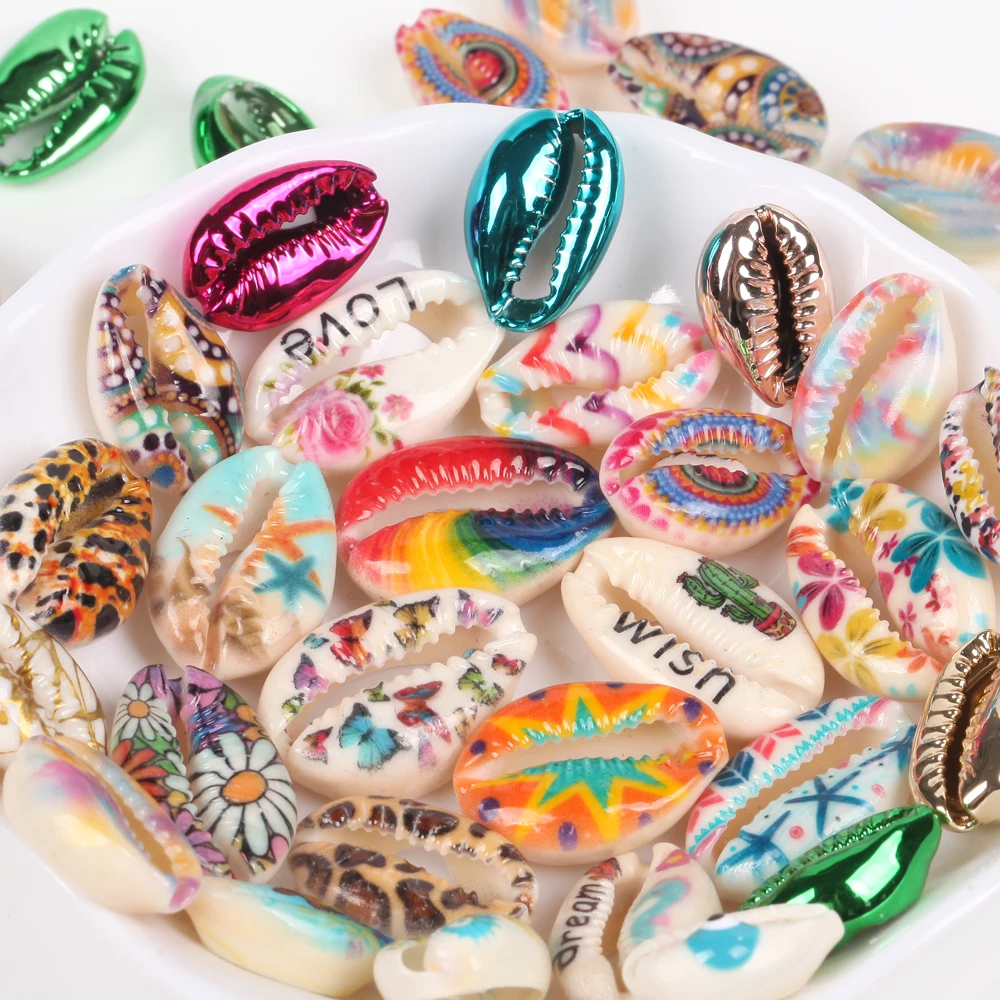 10-20mm Natural Colourful Seashell Cowrie Conch Loose Spacer Beads Beach Sea Shells DIY for Jewelry Making Bracelet