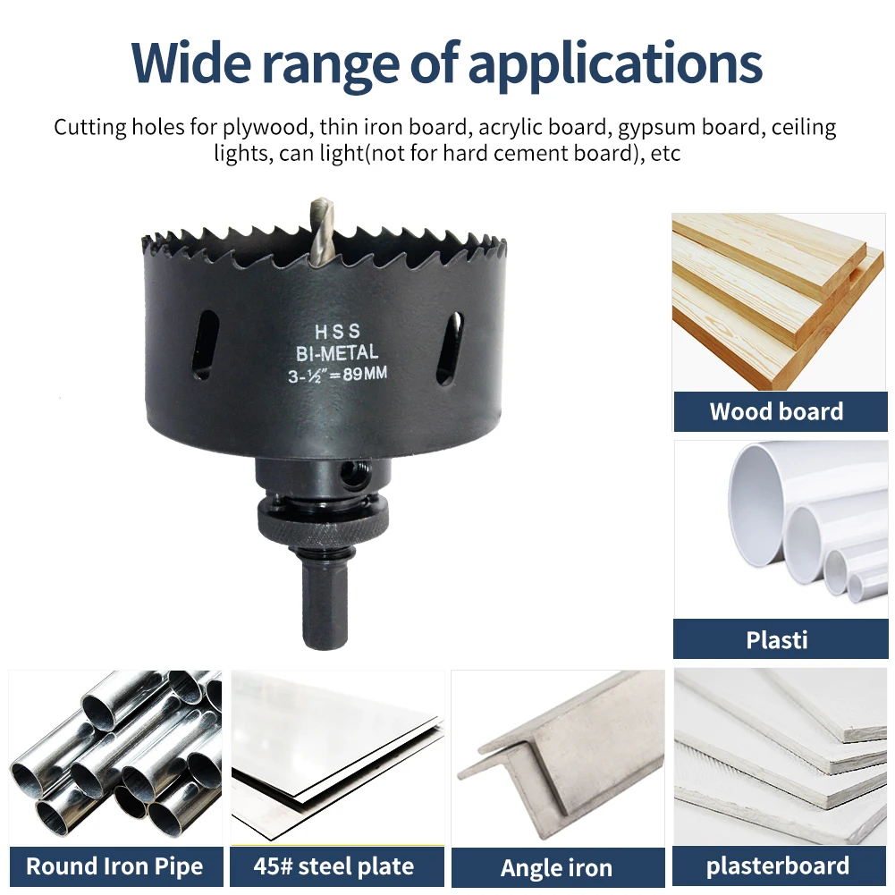 Hole saw LAIWEI bimetal hole saw with heavy duty arbor for metal pipes, wood, sheet metal, etc. Locking pin makes the tool stron