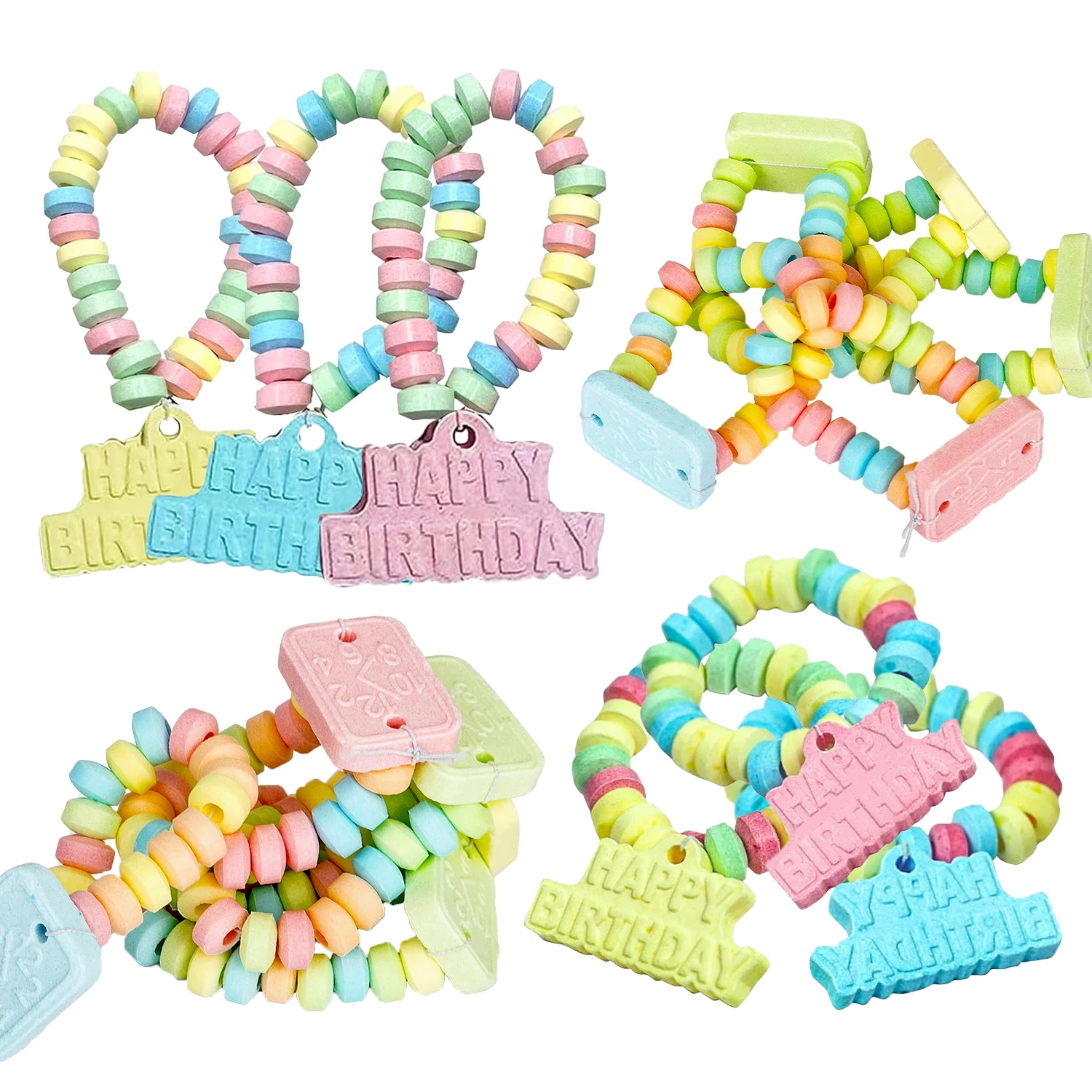 (Free Sample)Custom Label Compressed Tablet Hard Candy Necklace and Bracelet Bulk Wholesale