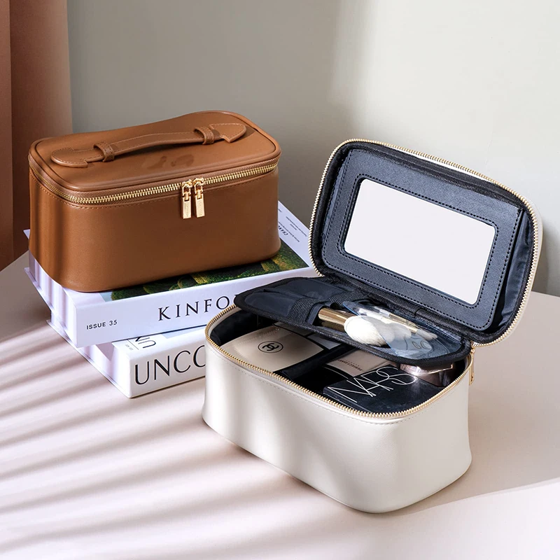 OEM Factory Travel Makeup Bag with Mirror Travel Organizer Bag Case Storage Makeup Brushes Portable Cosmetics Bag