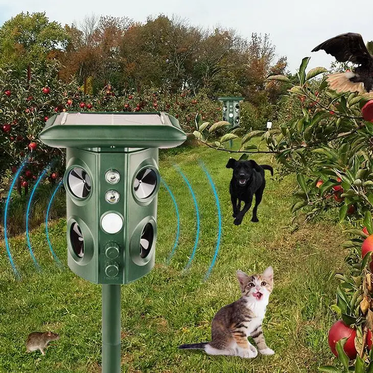 
Pest Repeller Solar Ultraon Dog Bird Cat Raccoon Repel PIR Motion Activated Ultrasonic Animal Quality Outdoor Rechargeable DC 5V 