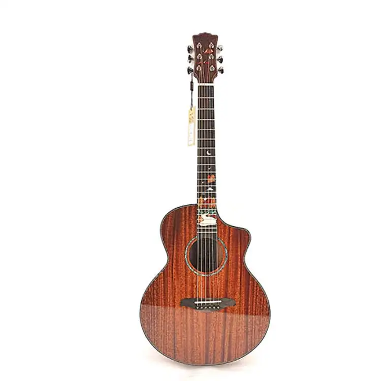 Farlley.Na Wholesale High Quality Travel Solid Koa End Cowboy Mahogany Acoustic Classic Guitars Solid Wood 41 Inch Strings For