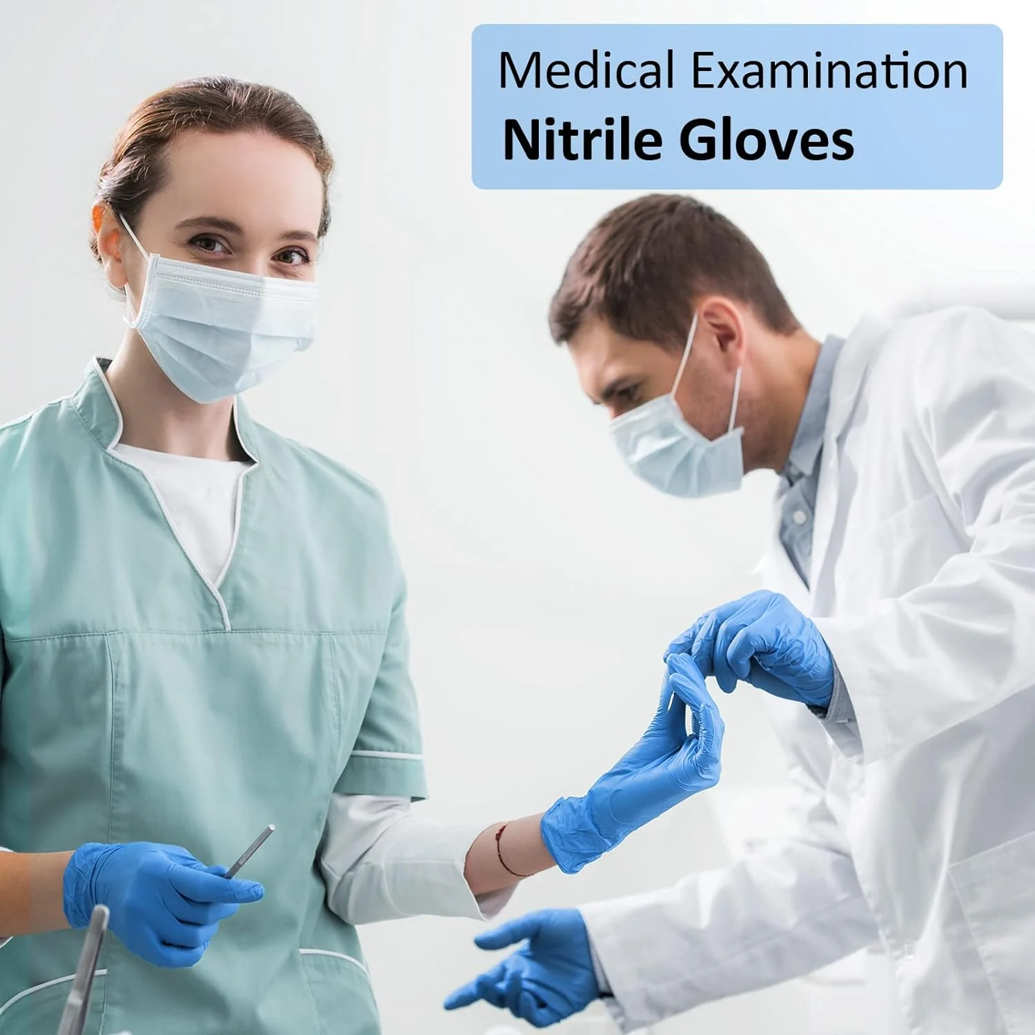 Nitrile Exam Gloves, Blue, 4 mil, Powder-Free, Latex-Free, for Medical Exam, Cleaning and Food Prep, Non-Sterile