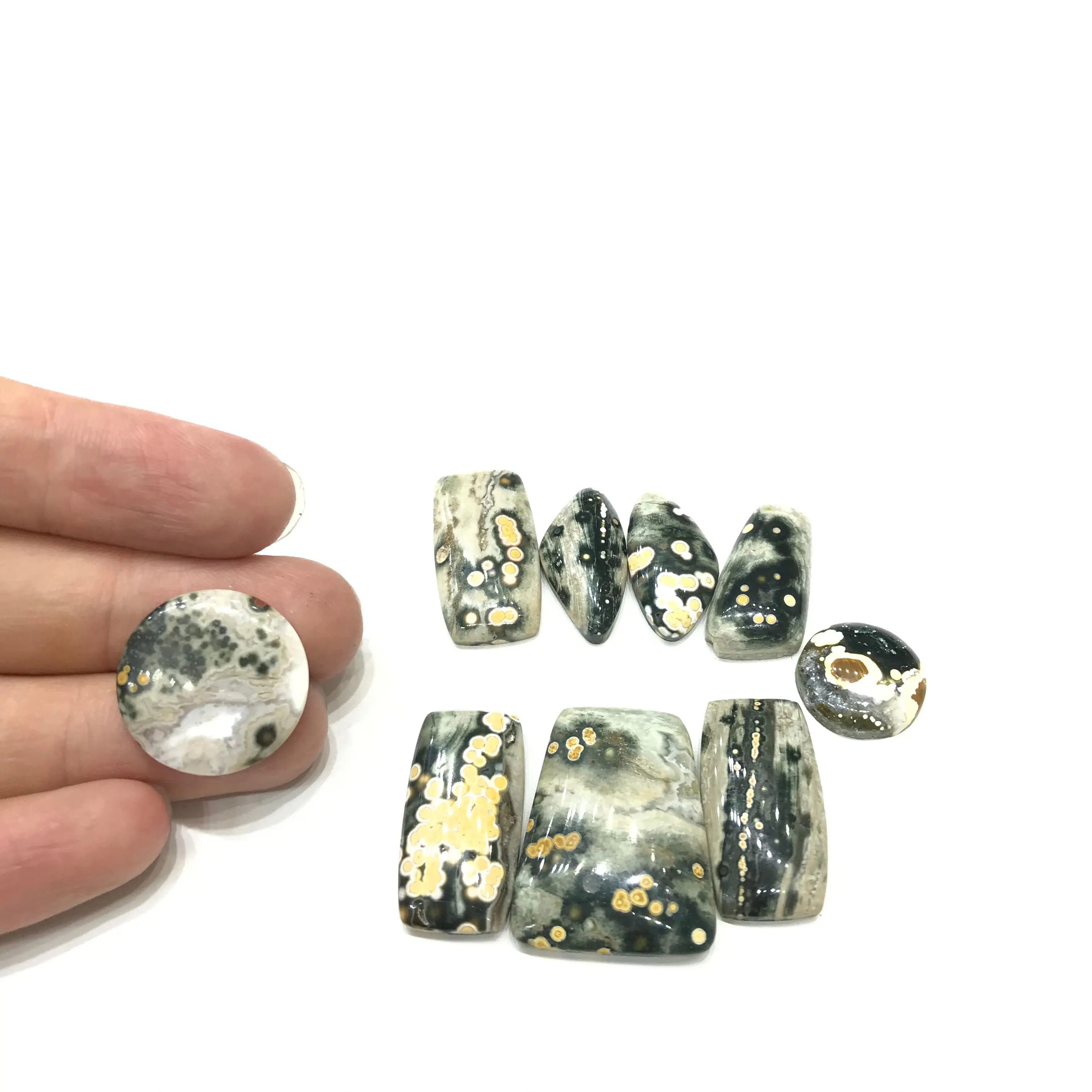 Wholesale Natural Bubble Ocean Jasper Crystal Pendant Circle Square Teardrop For Decoration