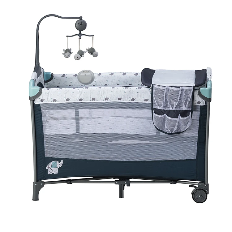 OEM Factory Foldable Playpen Portable Playard Travel Infant Bed  With Music And Toys