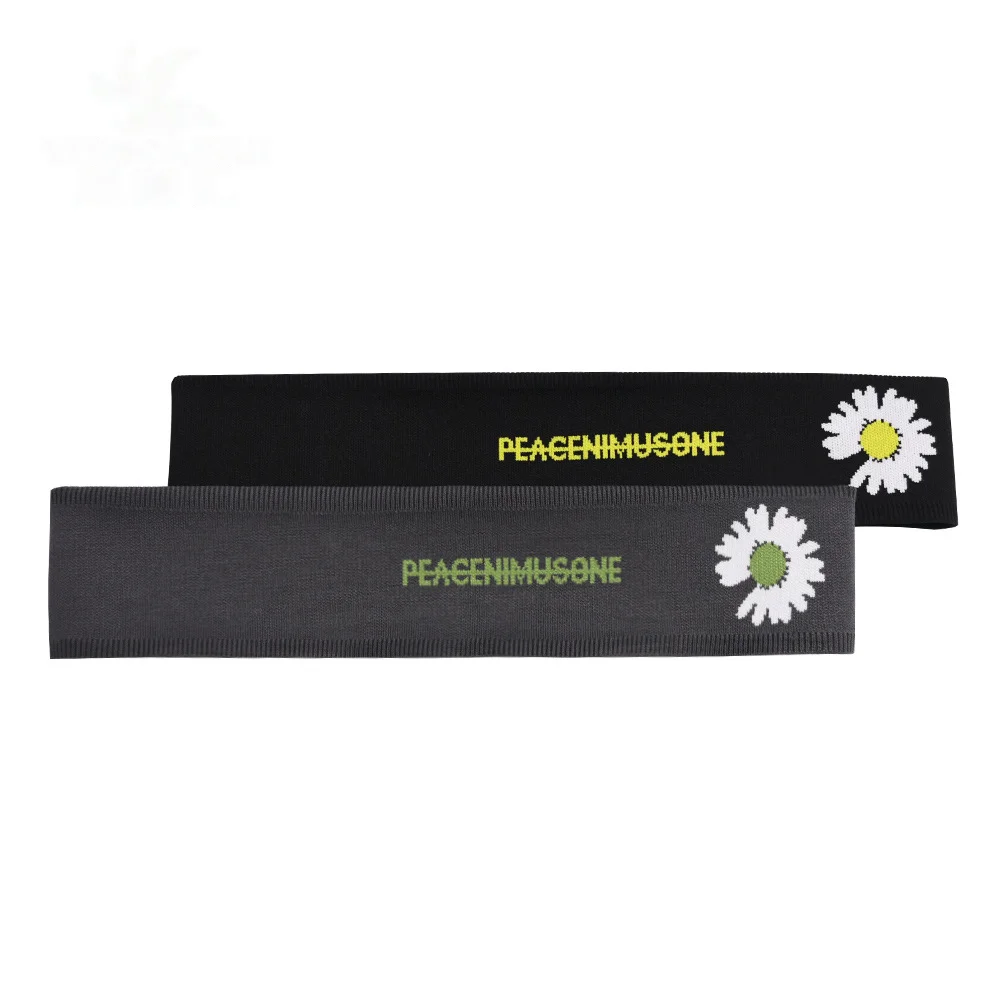 Popular logo rib waist hem factory custom 1x1 splice jacquard rib hem double stretch waist