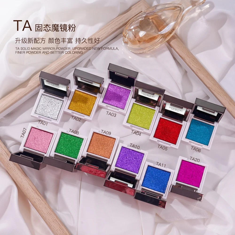 FEISHI Fashion Trend Customize Square Mica Nail Glitter Powder Nail Gel Solid Magic Mirror Chrome Powder For Nail Salon