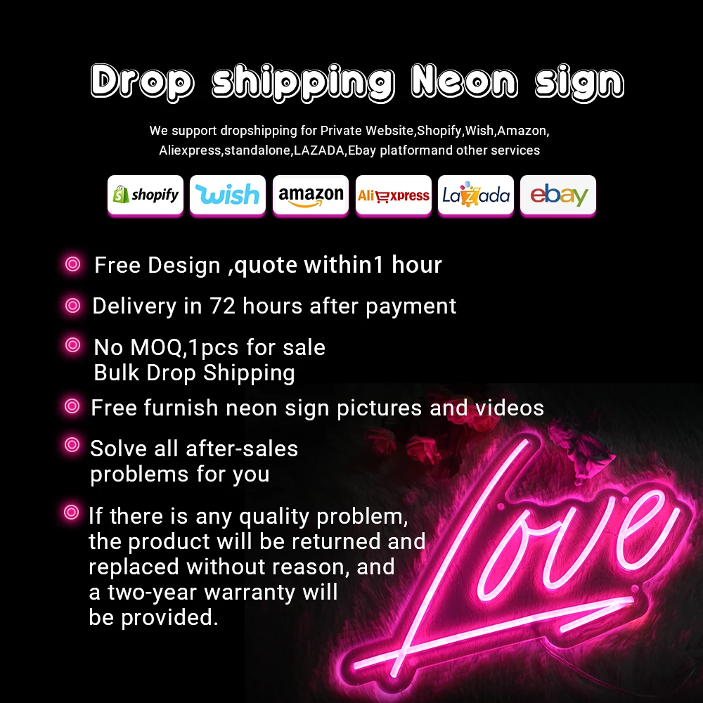 Drop Shipping Wall-mounted Custom Neon Sign Letters Led Neon Sign Light