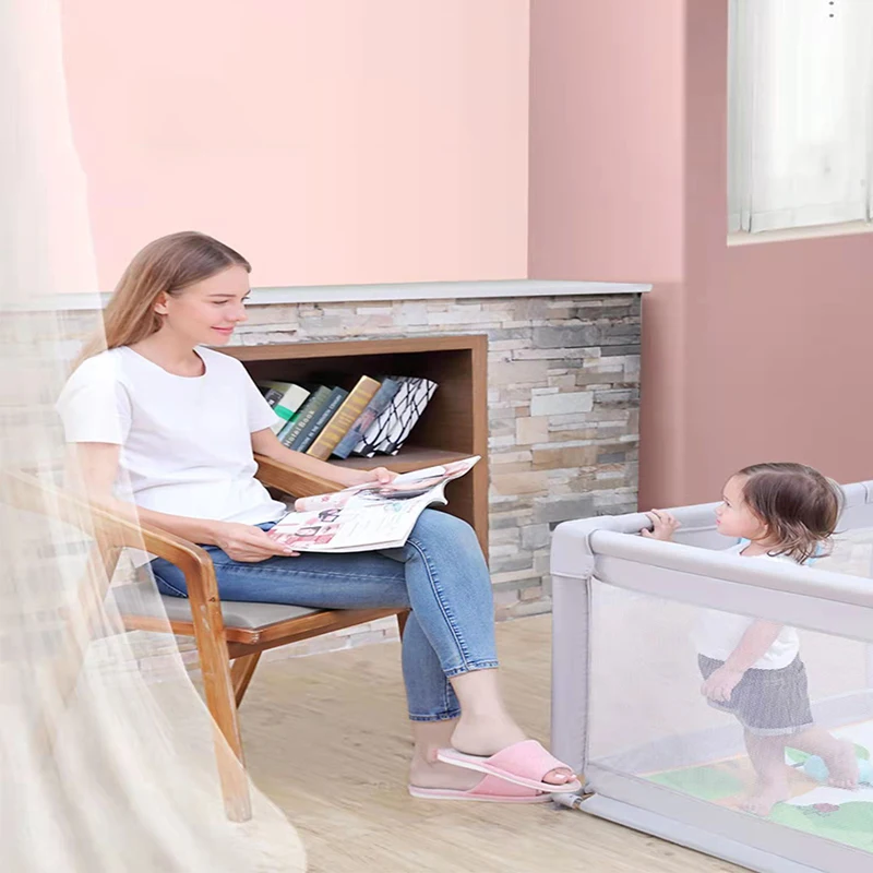 Indoor Kid Fence Baby Play Yard Playpen with Door Fabric Baby Playpen Stable Anti-collision Cloth Fence Play Fence for Baby