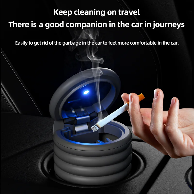 2024 wholesale Led Car Ashtray Customised silicone Car Ashtray with Lids