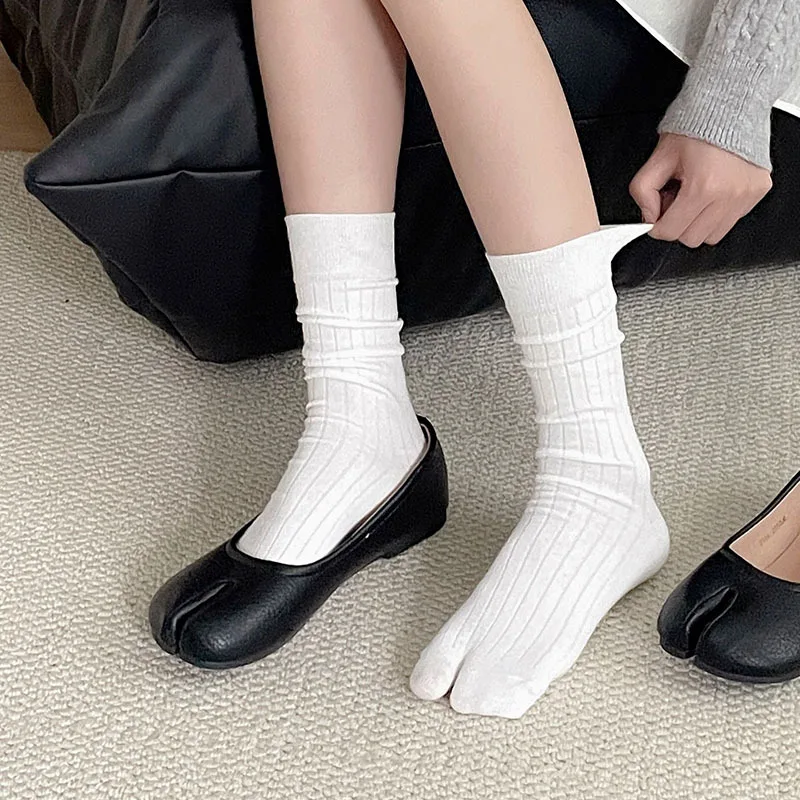 New Japanese Tabi Toe Socks Men Women Harajuku Sweaty Deodorant Breathable Two Finger Socks Kimono Flip Flop Toe Separation Sock