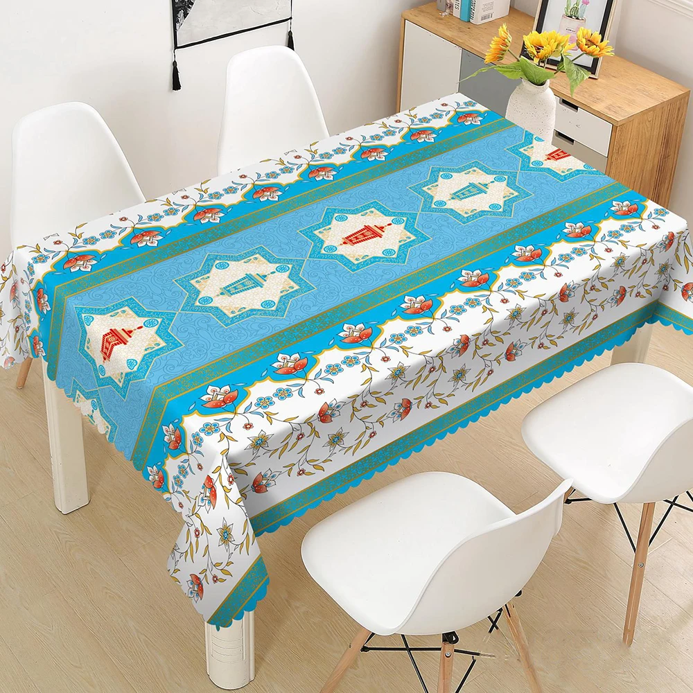 Yiwu Factory Wholesale Waterproof Ramadan Designs Non woven Fabric PVC Tablecloths Roll