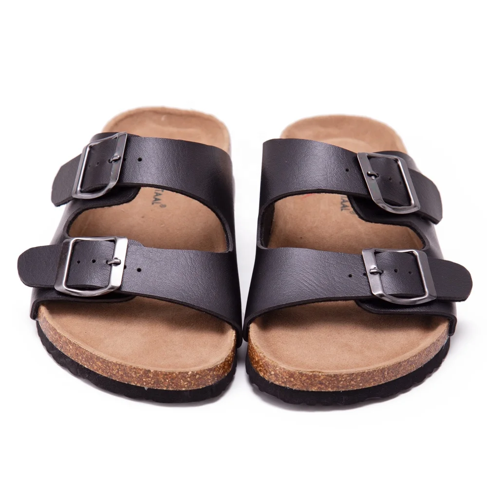 Adjustable Flat Leather Casual Sandals with Arch Support for Women & Ladies Youth Suede Slide Cork Slippers for Teenagers/Girls