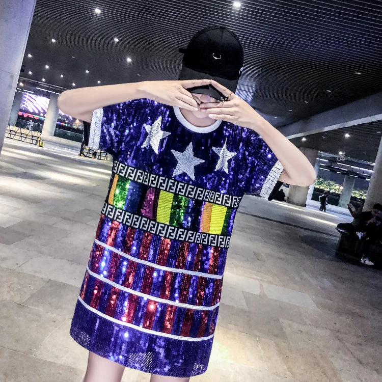 New Fashion Sexy Women Sequin T-shirt Tops Female Sleeveless Round Neck Tops Sexy Women Street Wear Evening Party Clothes