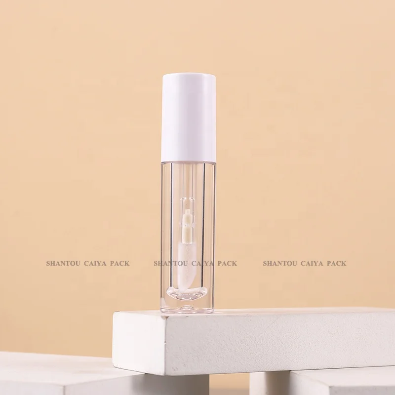 5ml wholesale blue white round liptint custom lip balm tube private label lip gloss containers tube packaging big wand brush