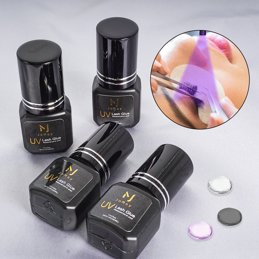 Private Label 7-9 Weeks Lasting Fast Dry UV Lash Glue Adhesive Eyelash Extension Glue Transparent Black UV Eyelash Glue