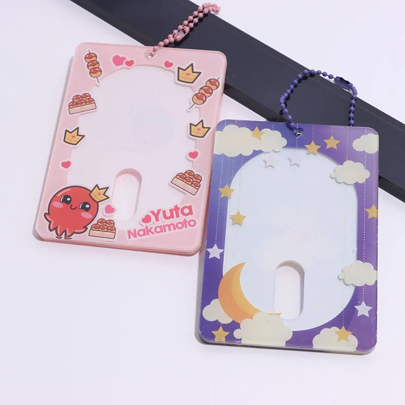 Wholesale Custom Printed Acrylic Photo Frame Keychain Charms Acrylic Photocard Holder Open Shaker Keychain With Magnet