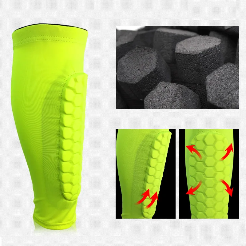 Противоударная спортивная защита для голени, сотовая эластичная Шестигранная пена, защита для ног, легкая дышащая подкладка для голени
