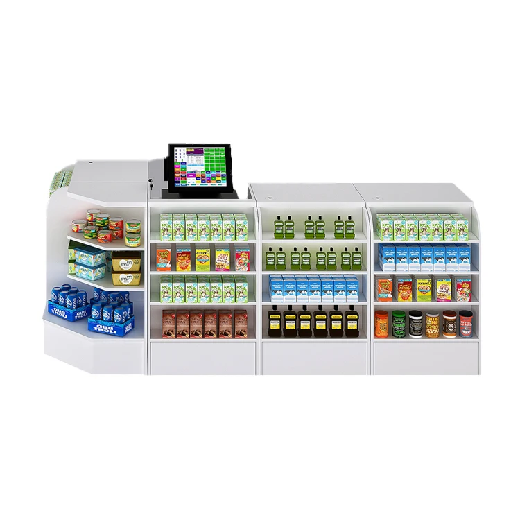 Hot Sale Product Checkout Counter Wooden Cashier Check Table Sample Design Wood Grocery Shop Counter