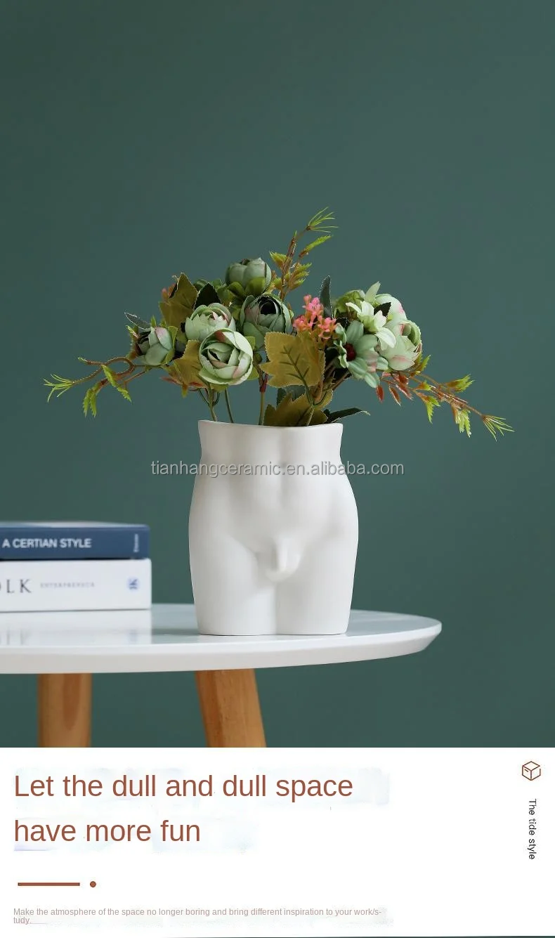 Nordic Minimalist White Matte Handmade body ceramic vase for home decor porcelain flower vase living room Table ornaments gift.jpg