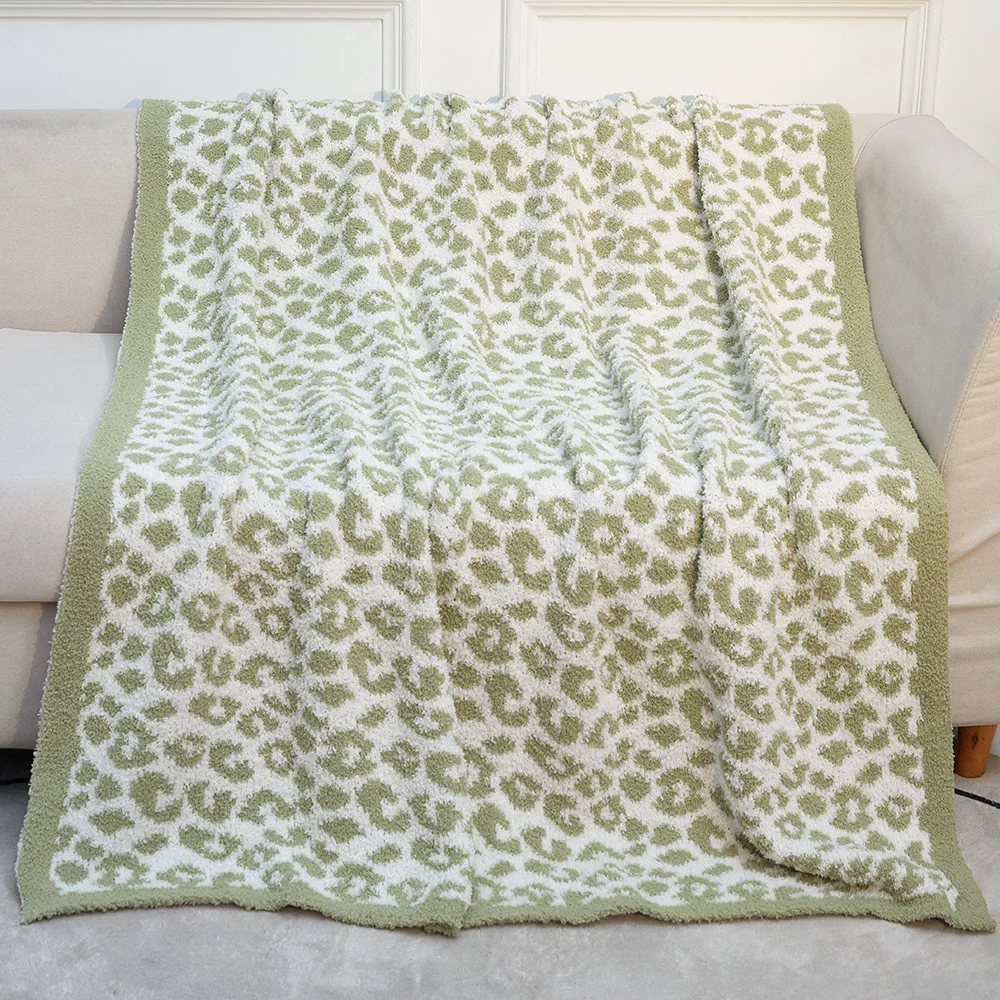 Hot Sale Custom Lightweight Super Soft Fluffy Coral Fleece Polyester Leopard Print Microfiber Knitted Throw Blanket