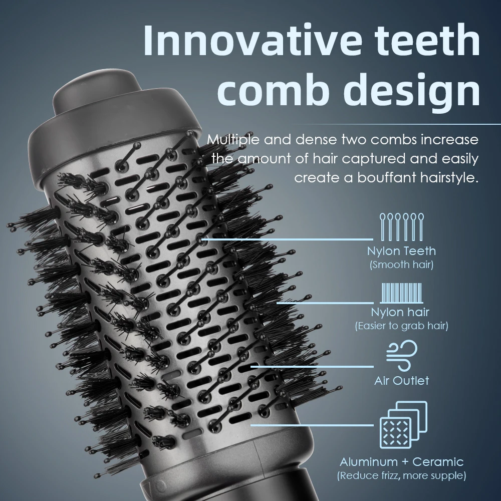 3 in 1 Hot Air Brush Hair Straightener Curling Brush High speed 1200 W One Step Hair Dryer Brush Hair Hot Comb