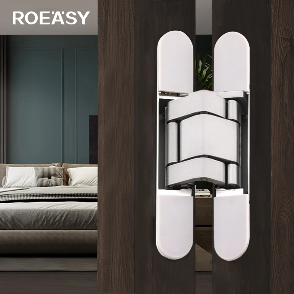 ROEASY Zinc Alloy Concealed Door Hinge Heavy Duty Hidden Hinge 3D Adjustable Black Invisible Hinges