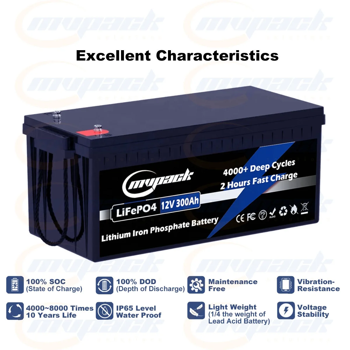 MVPACK  lithium ion battery lifepo4 lifepo4 200ah 24v 12V 100Ah  battery pack