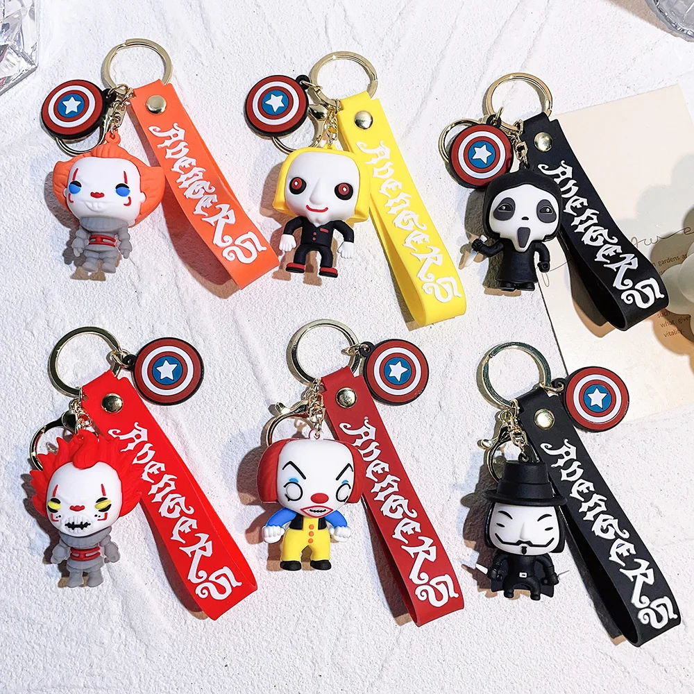 2024 Cartoon Halloween Horror Clown Keychain Car Key Pendant Schoolbag Pendant Small Gift Keychain