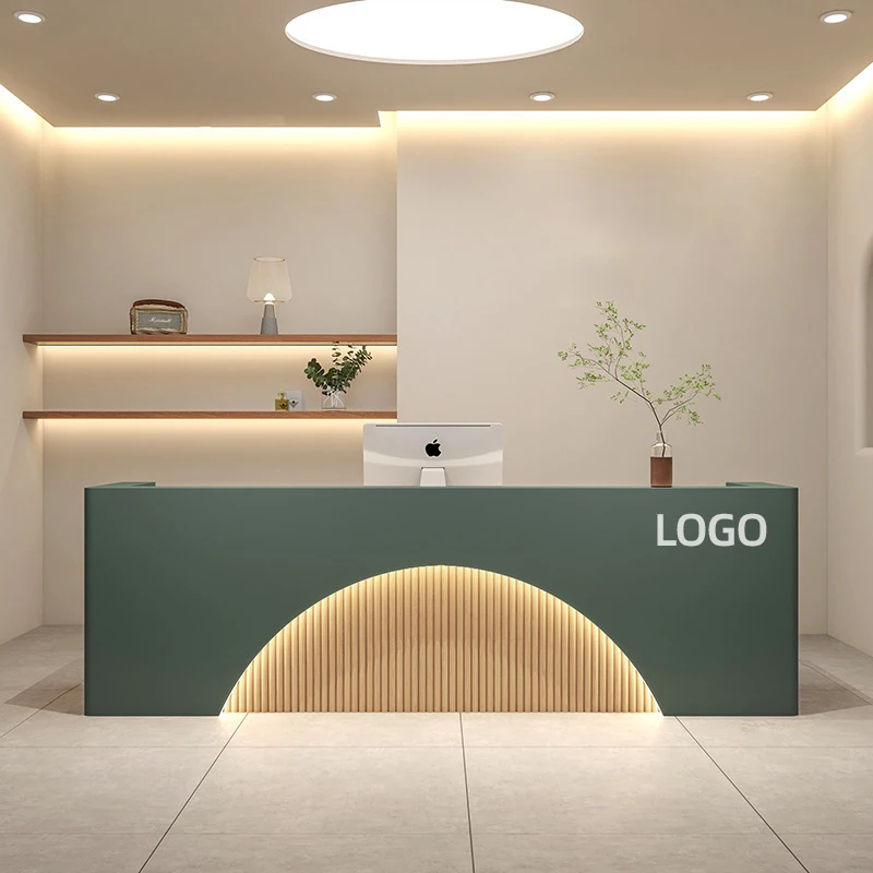 Custom Modern Commercial Office Front Reception Table Wooden High-End Design Reception Desks