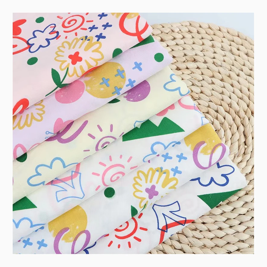 Wholesale New Fabric 2023 For Dress Customized Cotton Printed Muslin Baby Twill Cartoon Cotton Fabric