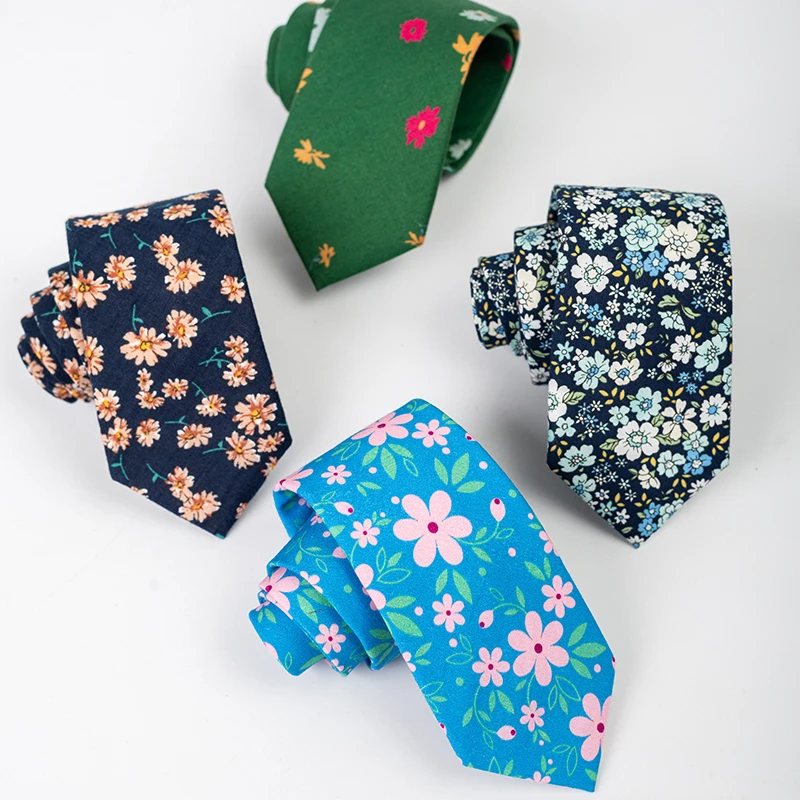  fashion necktie cotton mens floral ties skinny