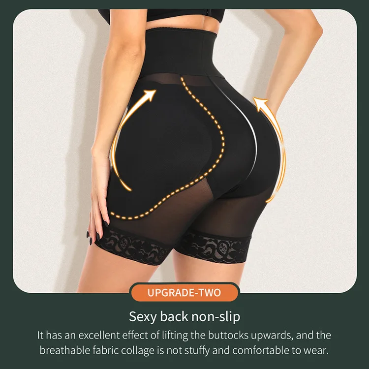 Women plus Buttocks Lifter side padded 9 Hooks adjustable Girdle Open Crotch Mesh Tummy Control High Waist Shaper Shorts