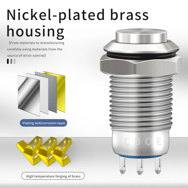 10mm on-off momentary led push button switch metal waterproof switches Mini