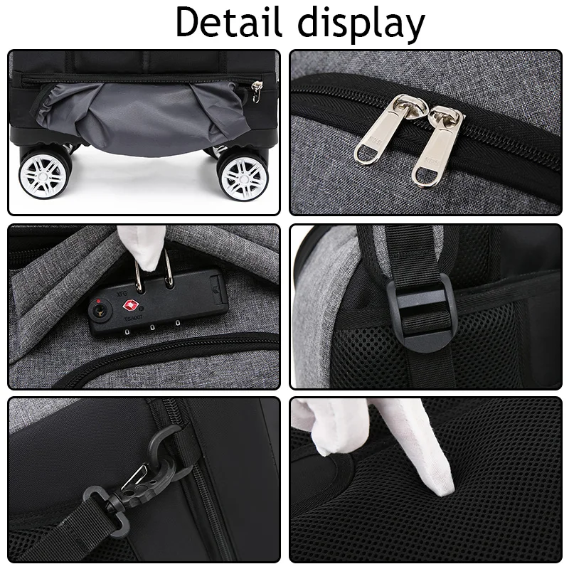 laptop backpack Waterproof 4 Wheeled Trolley Backpack With wheels School Laptop Travel Bag 19 inches Backpack Trolley Travel