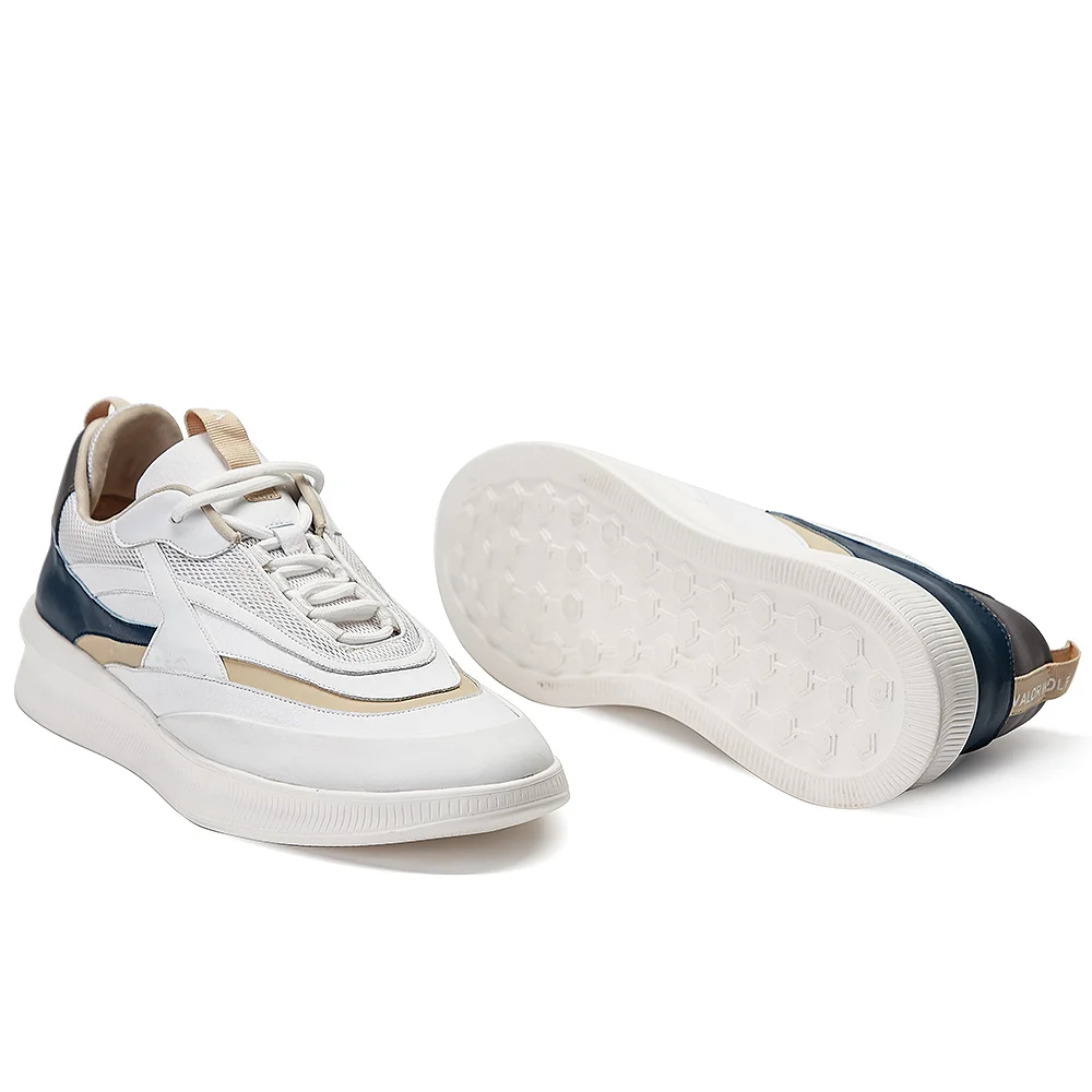 
Custom Label Fashion Cool Man Footwers Sneaker Mesh Lace Up Casual White Shoes For Men 