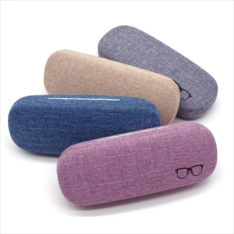 Hard Shell Eyeglasses Case Protector Linen Fabrics Leather Large Concise Custom Logo Box Sunglasses Packaging Glasses Case