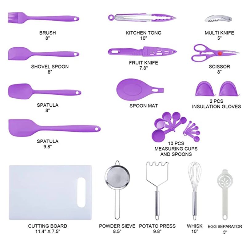 Versatile Hot Selling 42pcs Set Manufacturers Directly Nylon Kitchenware Set Cooking Equipment With Turner Tongs Spatula Spoon