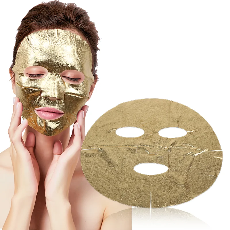 Chinese 24 K Golden Whitening Anti-Wrinkle Printed Images Moisturizing Nail Gold Foil Sheet Organic Facial Mask