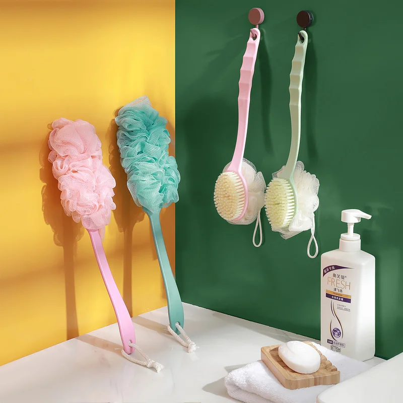 Bathroom Long Handle Soft Hair Bath Brush Body Massage Exfoliating Shower Body Brush Adult Back Cleaning Brush Rubbing Bath Ball