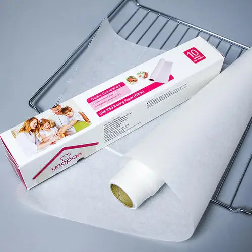 Бытовая недорогая пищевая белая бумага для выпечки в рулоне